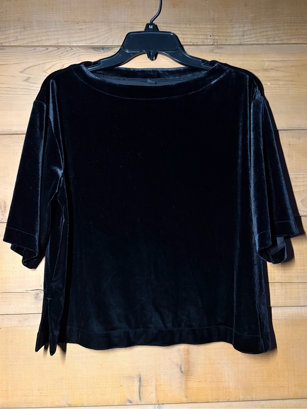 Uniqlo Velour Boat Neck Boxy Fit Top- Size XS- Black Romantic Velvet Top